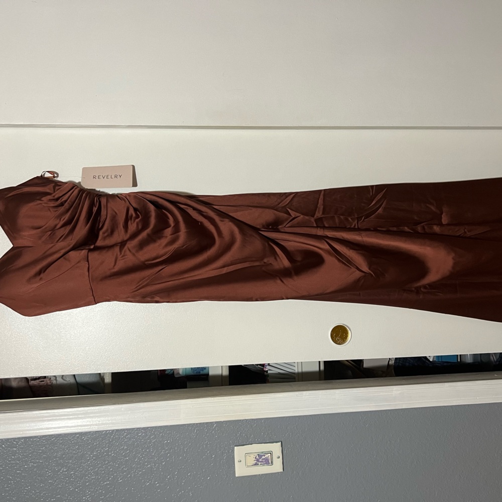 Revelry Rory Satin Bridesmaid Dress in Cinnamon Rose